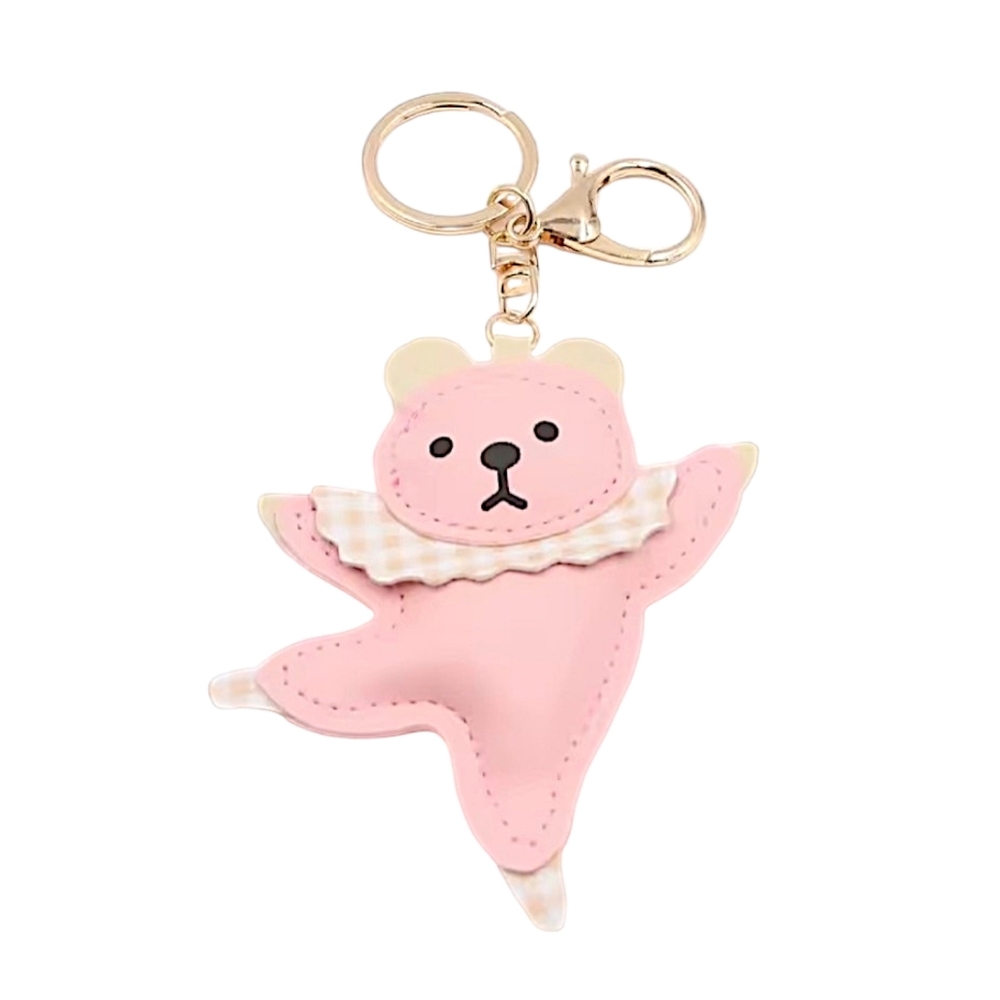 NWT Pink Bear Keychain Bag Charm Gold